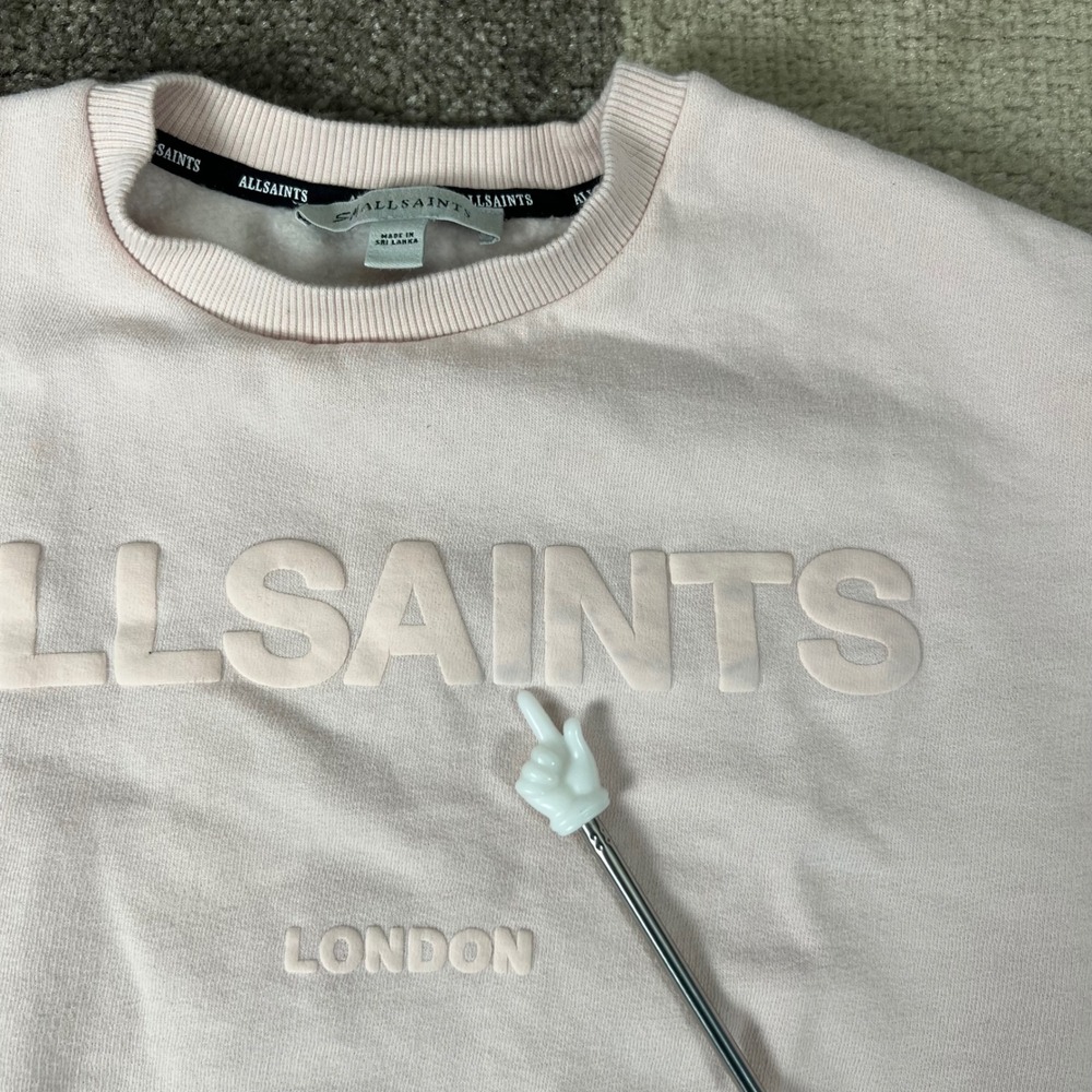AllSaints London Girls Smallsaints Pink Ruched Sleeve Sweatshirt 7-8Y - Picture 5 of 10